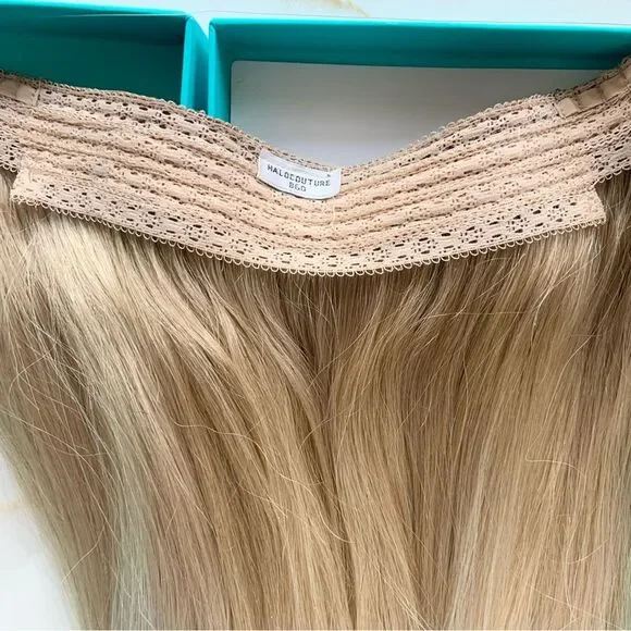 FINAL PRICE! Halocouture Hair Extensions 16 Inch Balayage Platinum Blonde B60 - Picture 8 of 11